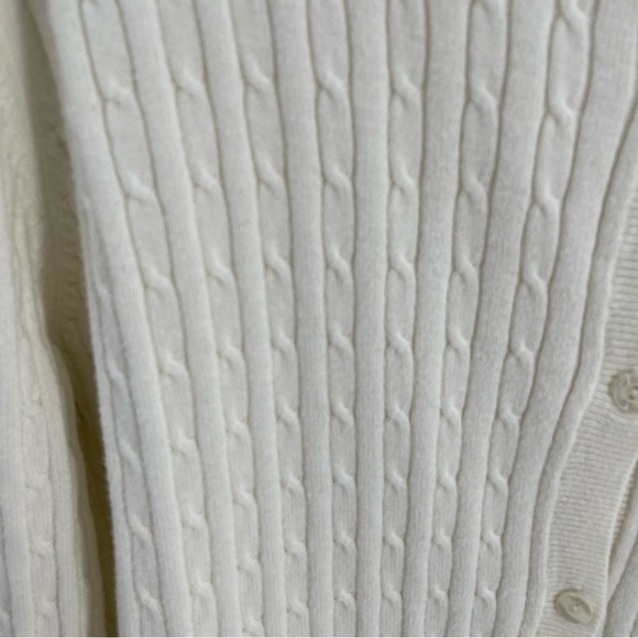 Lane Bryant Cable Knit Ivory Cotton Button Up Long Sleeve Cardigan Sweater Layer - Picture 6 of 10